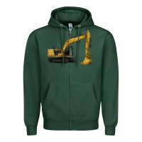 Sports Green Excavator Zipper Hoodie - LillyAllenDesigns