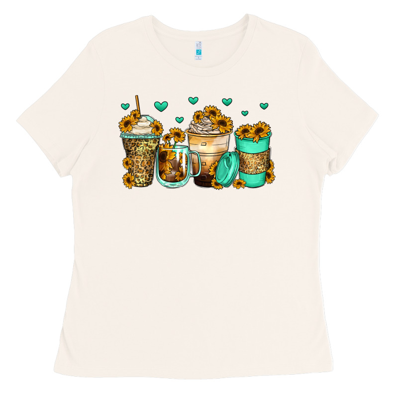 Sunflowers Coffee Cups Ladies Tee by Zillion Design Studio | Teevron