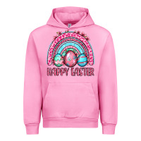 Fuchsia Pink Happy Easter eggs rainbow Urban Hoodie - OliviaCreatesArt