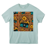 Western Sunflowers Camera Seamless Pattern Heavy Core Tee | Teevron