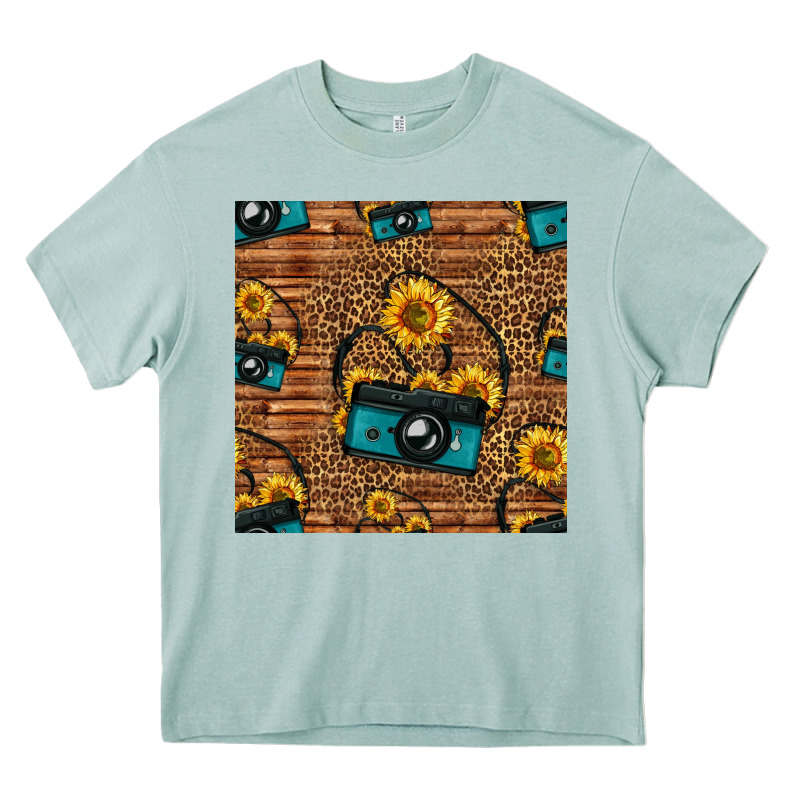 Western Sunflowers Camera Seamless Pattern Heavy Core Tee by HRA Design Shop | Teevron