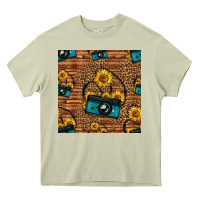 Mossy western sunflowers camera seamless pattern Heavy Core Tee - HRA Design Shop