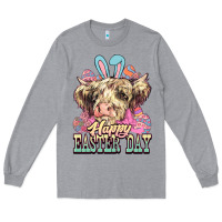 Heather Grey Easter Day Cow Long Sleeve Tee - NancyCooperArtShop