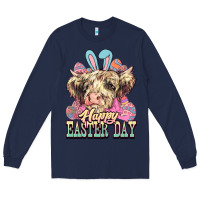 Navy Easter Day Cow Long Sleeve Tee - NancyCooperArtShop