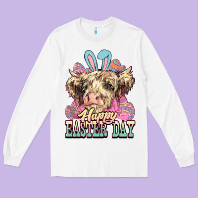 Easter Day Cow Long Sleeve Tee Designed By Nancycooperartshop