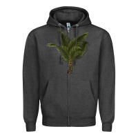 Charcoal Heather palm tree Zipper Hoodie - LillyAllenDesigns