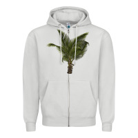 Dove Grey palm tree Zipper Hoodie - LillyAllenDesigns