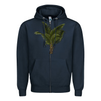 Navy palm tree Zipper Hoodie - LillyAllenDesigns