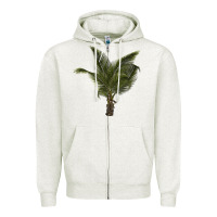 Oatmeal Heather palm tree Zipper Hoodie - LillyAllenDesigns
