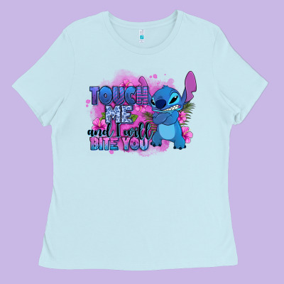 Touch Me And I Will Bite You Stitch Ladies Tee Designed By Zillion Design Studio