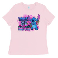 Bubblegum Pink touch me and i will bite you stitch Ladies Tee - Zillion Design Studio