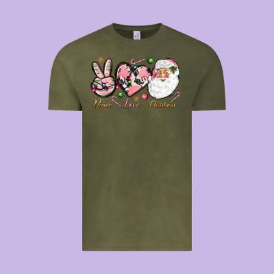 Pink Peace Love Christmas Vintage Tee Designed By Nancycooperartshop
