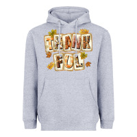 Heather Grey Thankful with Plate Heavyweight Hoodie - texasbilliewilder