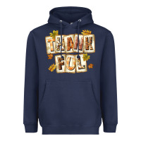 Navy Thankful with Plate Heavyweight Hoodie - texasbilliewilder