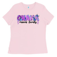 Bubblegum Pink ohana means family with stitch Ladies Tee - texasbilliewilder