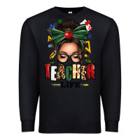 Black teacher life afro messy bun Premium Sweatshirt - texasbilliewilder
