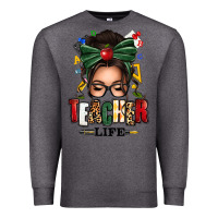 Charcoal Heather teacher life afro messy bun Premium Sweatshirt - texasbilliewilder