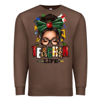 Chestnut teacher life afro messy bun Premium Sweatshirt - texasbilliewilder