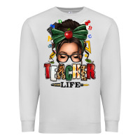 Dove Grey teacher life afro messy bun Premium Sweatshirt - texasbilliewilder