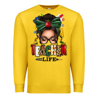 Lemon teacher life afro messy bun Premium Sweatshirt - texasbilliewilder