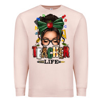 Pale Pink teacher life afro messy bun Premium Sweatshirt - texasbilliewilder