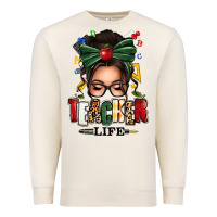 Sandshell teacher life afro messy bun Premium Sweatshirt - texasbilliewilder