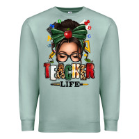 Seafoam teacher life afro messy bun Premium Sweatshirt - texasbilliewilder