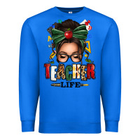 True Royal teacher life afro messy bun Premium Sweatshirt - texasbilliewilder