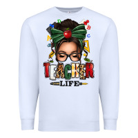 White teacher life afro messy bun Premium Sweatshirt - texasbilliewilder