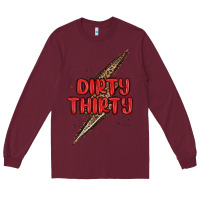 Burgundy dirty thirty lightning bolt Long Sleeve Tee - MaliasSmallBusiness