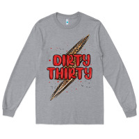 Heather Grey dirty thirty lightning bolt Long Sleeve Tee - MaliasSmallBusiness