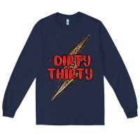 Navy dirty thirty lightning bolt Long Sleeve Tee - MaliasSmallBusiness