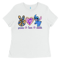 White peace love stitch Ladies Tee - texasbilliewilder