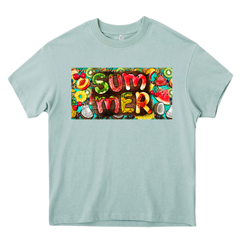 Summer With Fruits License Plate Heavy Core Tee by BarkalooDesign | Teevron