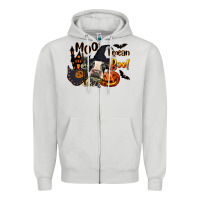 Dove Grey Moo I Mean Boo Holstein Cow Zipper Hoodie - LillyAllenDesigns