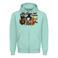 Seafoam Moo I Mean Boo Holstein Cow Zipper Hoodie - LillyAllenDesigns