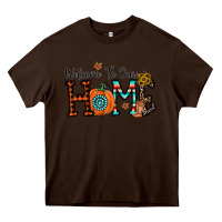 Chocolate Brown welcome to our home Heavy Core Tee - CowhideDigitalArt
