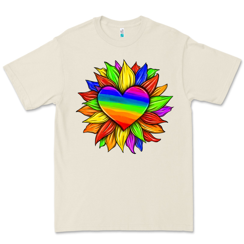 Lgbtq Color Heart And Sunflower Premium Tee by HRA Design Shop | Teevron