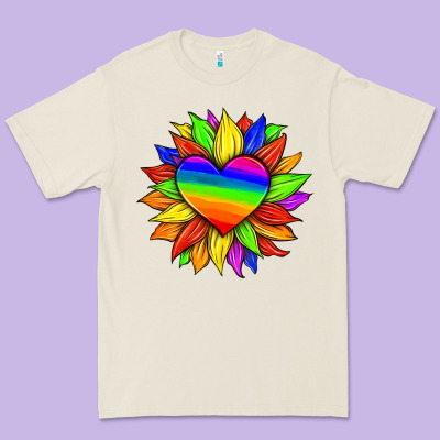 Lgbtq Color Heart And Sunflower Premium Tee Designed By Hra Design Shop