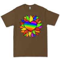 Cacao lgbtq color heart and sunflower Premium Tee - HRA Design Shop