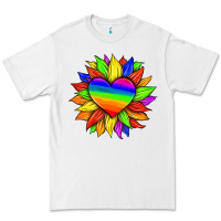 White lgbtq color heart and sunflower Premium Tee - HRA Design Shop