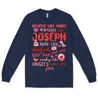 Navy believe like mary trust like joseph valentine s da Long Sleeve Tee - MaliasSmallBusiness