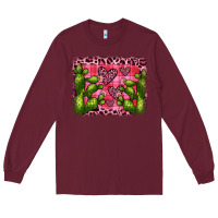 Burgundy valentine's day cactus background Long Sleeve Tee - JahusDesignShop