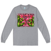 Heather Grey valentine's day cactus background Long Sleeve Tee - JahusDesignShop