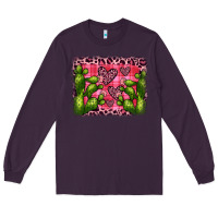 Plum valentine's day cactus background Long Sleeve Tee - JahusDesignShop