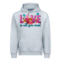 Heather Grey Love Is All You Need Valentines Day Frappe Coffee Urban Hoodie - FaDigitalArtStudio