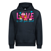 Navy Love Is All You Need Valentines Day Frappe Coffee Urban Hoodie - FaDigitalArtStudio