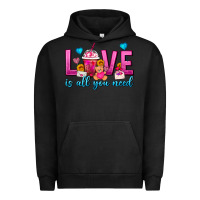 Pigment Black Love Is All You Need Valentines Day Frappe Coffee Urban Hoodie - FaDigitalArtStudio
