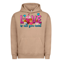 Pigment Burro Love Is All You Need Valentines Day Frappe Coffee Urban Hoodie - FaDigitalArtStudio