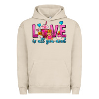 Pigment French Oak Love Is All You Need Valentines Day Frappe Coffee Urban Hoodie - FaDigitalArtStudio
